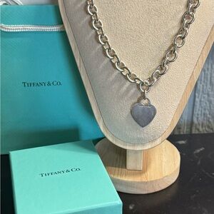 Tiffany & Co. Sterling Silver Heart Tag Charm Necklace